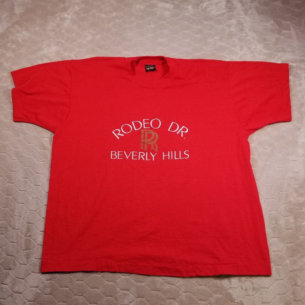 VTG Rodeo Dr. Beverly Hills Rolls Royce Bootleg Shirt Sz XL Single Stitch